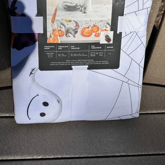 Grammercy Studio Spillproof Halloween Tablecloth 60x84 Ghost Owl Web Hat NWT - Picture 8 of 16